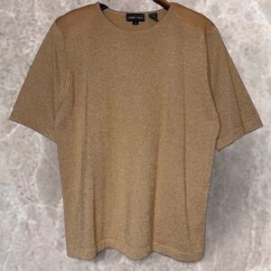 Jeanne Pierre Vintage Sweater Short Sleeve Gold Metallic size‎ Medium